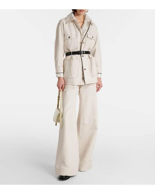 Pantalones Anchos Oboli De Algodon Y Lino Max Mara de color Natural