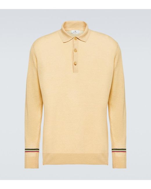 Etro Natural Linen And Cotton Polo Sweater for men