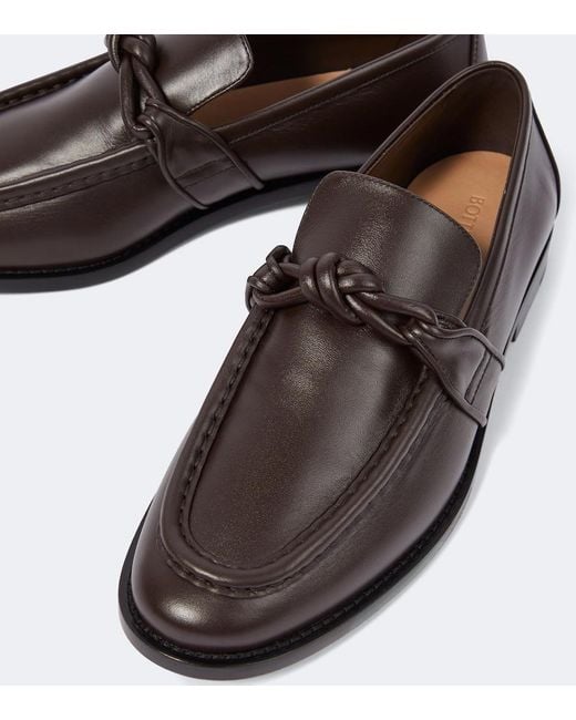 Bottega Veneta Brown Astaire Knot-Detailed Leather Loafers for men