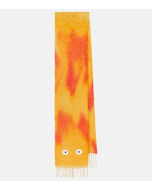 Loewe Orange X Howl's Moving Castle Calcifer Wool And Mohair Scarf