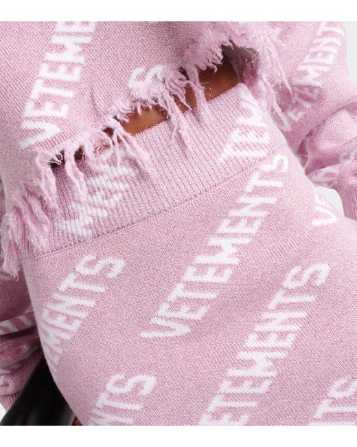 Vetements Pink Monogram Wool-blend Miniskirt