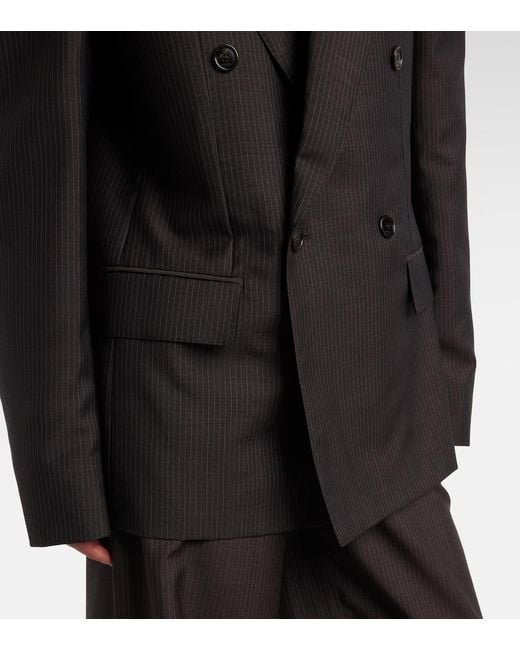 Gucci Black Pinstripe Wool And Mohair Blazer