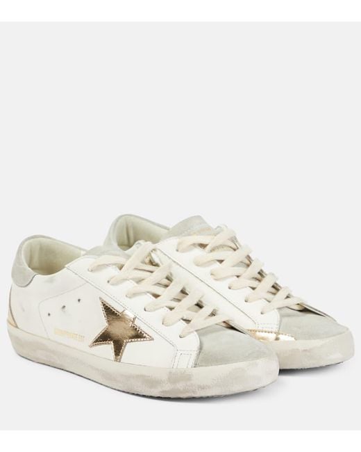 Golden Goose Super-Star Leather Sneakers in White | Lyst
