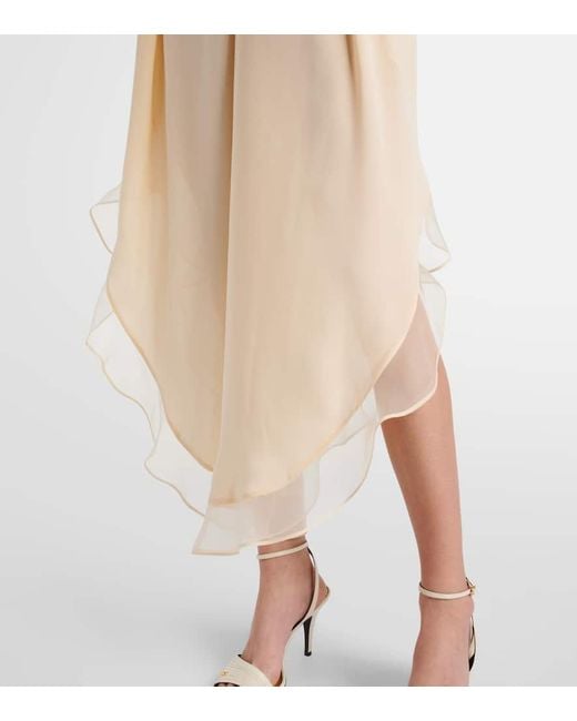Valentino Natural Silk Georgette Wide-Leg Pants
