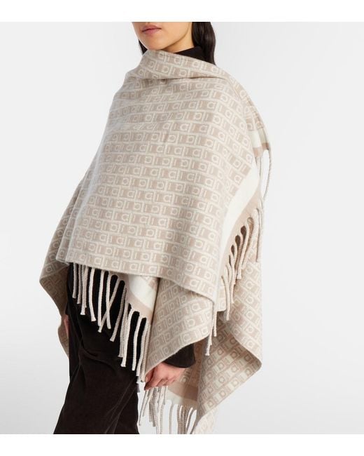 Ferragamo Natural Gancini Virgin Wool Shawl