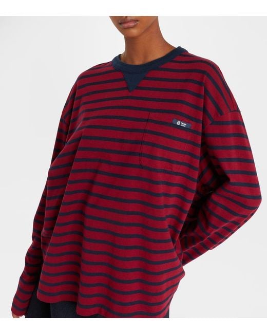 Prada Red Striped Cotton Jersey Top