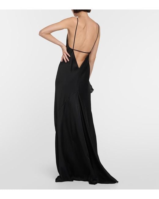 Victoria Beckham Black Satin Slip Dress