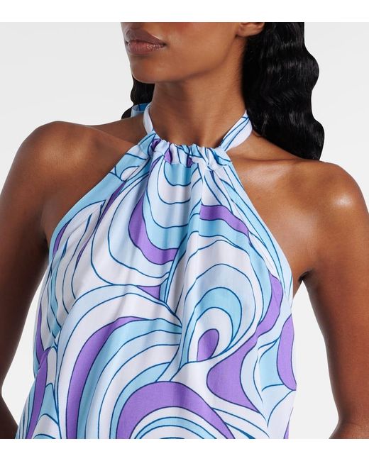 Top Raya Estampado Con Cuello Halter Melissa Odabash de color Blue