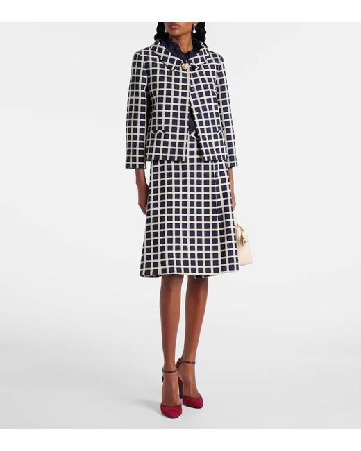 Valentino Blue Checked Wool And Cotton-Blend Jacket