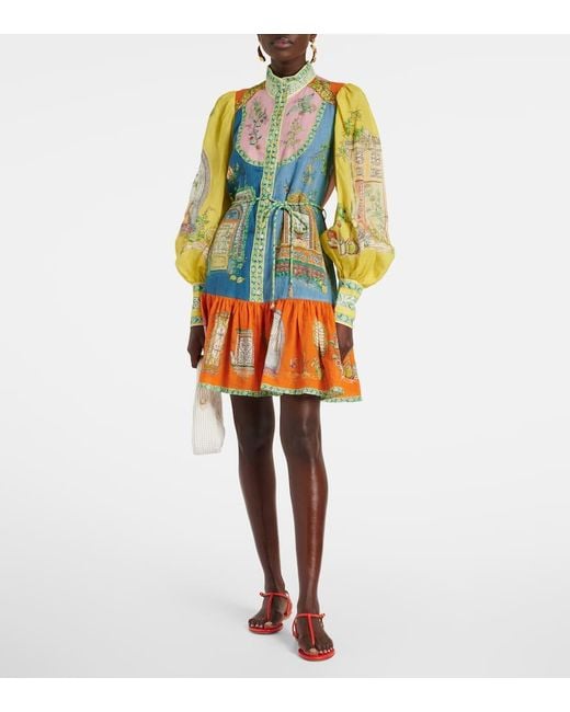 ALÉMAIS Multicolor Bedrucktes Minikleid Monte Aus Ramie