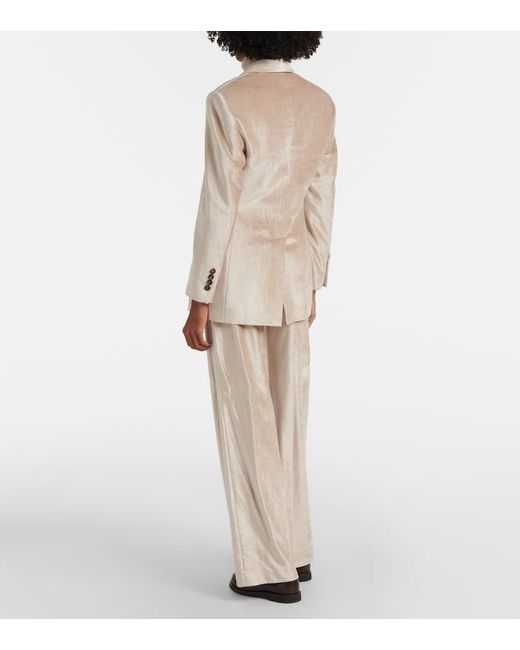 Brunello Cucinelli Natural Cotton-Blend Velvet Blazer