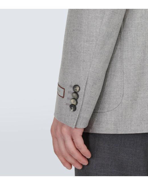 Canali Gray Double-breasted Cashmere-blend Blazer for men