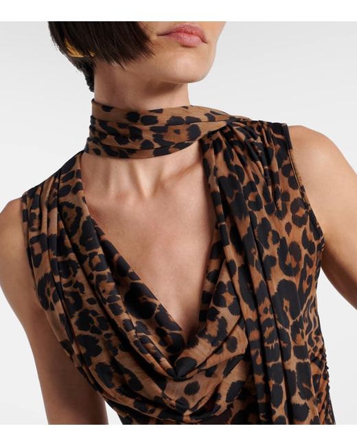 Top A Motif Leopard Blumarine en coloris Brown