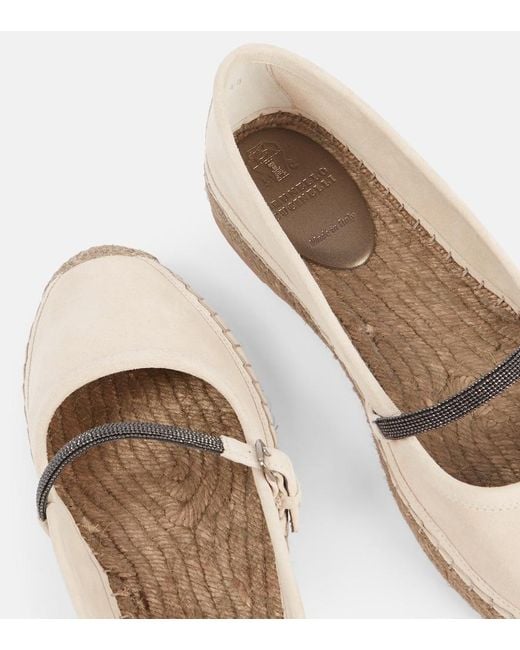 Brunello Cucinelli Natural Monili Suede Espadrilles