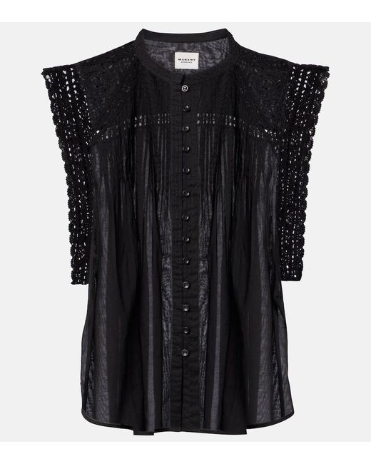 Isabel Marant Black Top Grecia Aus Baumwolle Mit Spitze