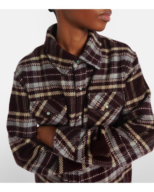 God's True Cashmere Black Plaid Cashmere Shirt With Emeralds