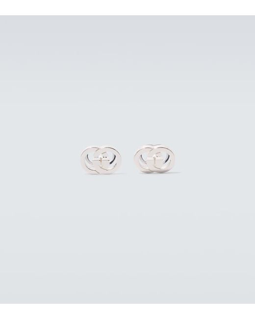 Gucci White Interlocking G Sterling Cufflinks for men