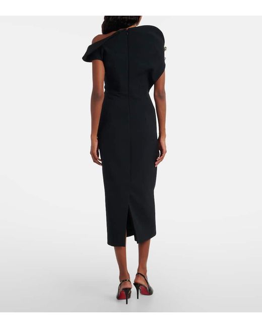 Safiyaa Black Verziertes Midikleid Reina