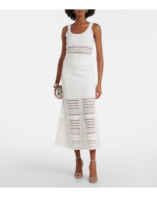 Jonathan Simkhai White Westly Open-Knit Midi Skirt