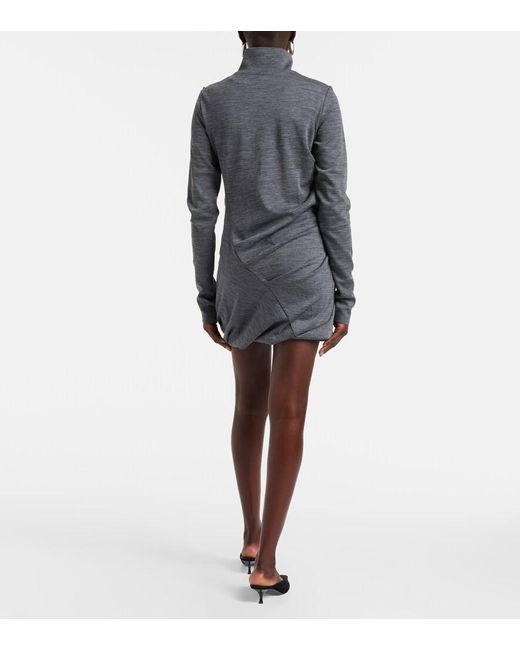 Sportmax Gray Luigia Wool And Cotton-Blend Minidress
