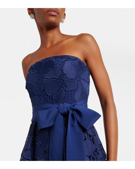 Elie Saab Blue Lace Bustier Gown