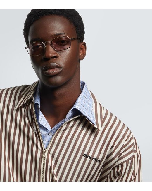Miu Miu Pink Rectangular Sunglasses for men