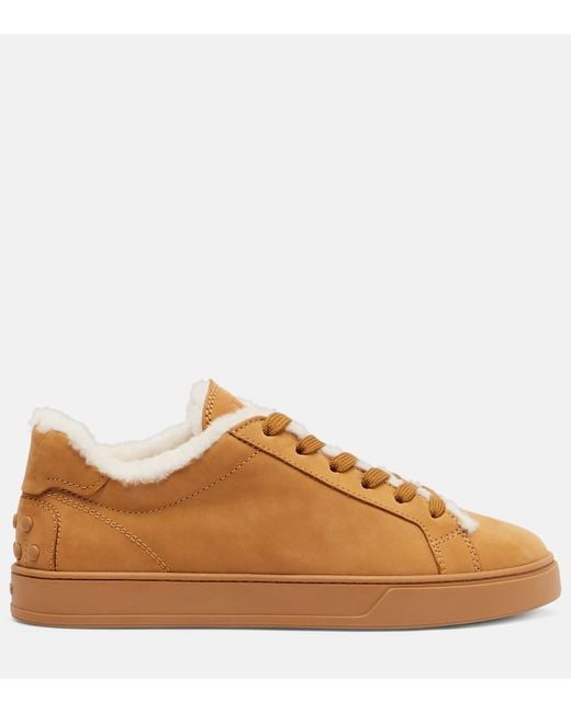 Tod's Brown Classic Shearling-Lined Suede Sneakers