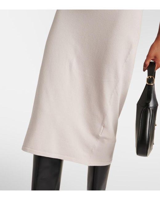 Max Mara White Alice Wool-Blend Midi Skirt