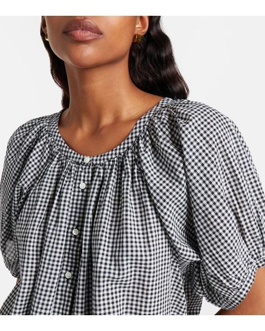 Doen Gray June Gingham Cotton-Blend Top