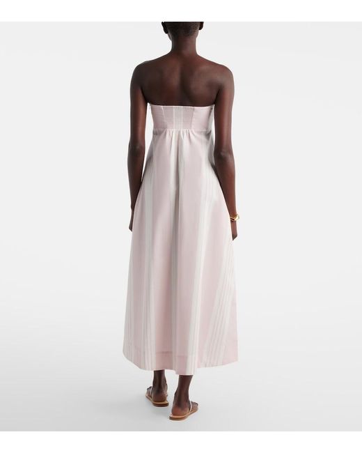 Posse White Rosie Striped Cotton Midi Dress