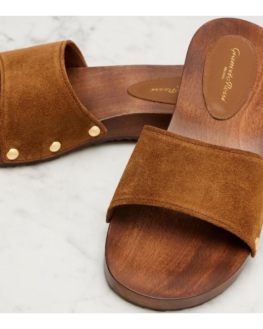 Gianvito Rossi Brown Riviera Suede Slides