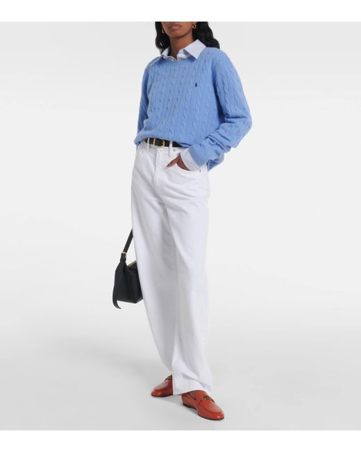 Polo Ralph Lauren Blue Julianna Cable-Knit Wool And Cashmere Sweater