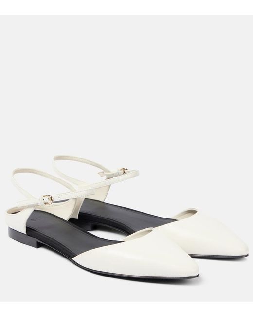 Co. White Leather Slingback Flats
