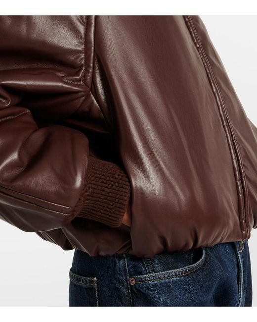 Agolde Brown X Shoreditch Ski Club Tate Faux Leather Bomber Jacket