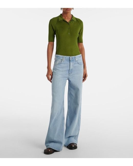 Citizens of Humanity Blue Paloma Mid-Rise Wide-Leg Jeans