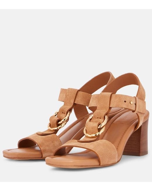Ulla Johnson Brown Milla Embellished Suede Sandals