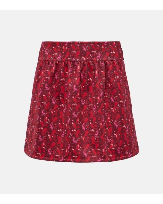 Max Mara Red Balocco Embellished Floral Midi Skirt