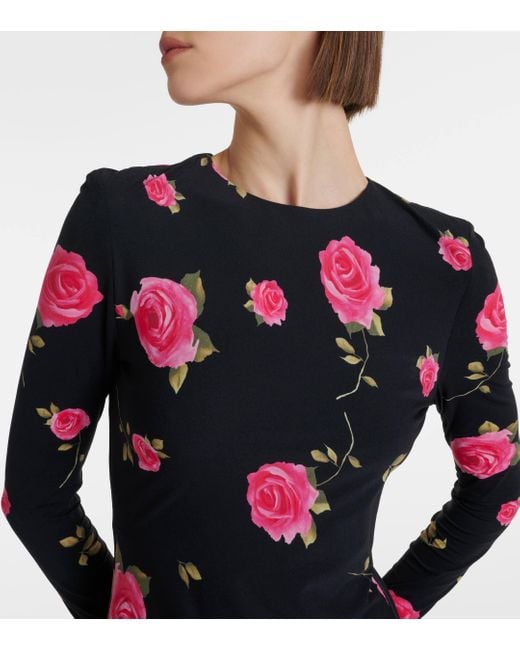 Magda Butrym Black Floral-applique Gathered Maxi Dress