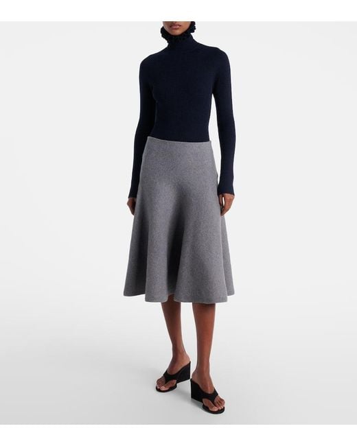 Alaïa Blue Wool And Silk-Blend Turtleneck Sweater