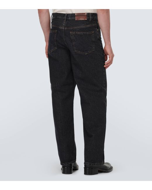 Dries Van Noten Black Marble-wash Wide-leg Jeans for men