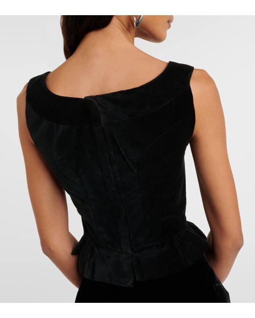 Top corset Lorelai en velours de coton Staud en coloris Black