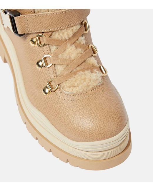 Botas Arosa De Piel Con Borrego Bogner de color Natural