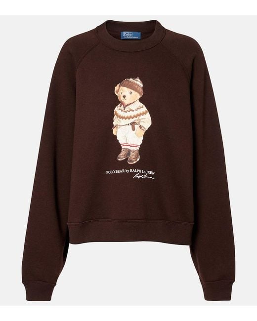 Polo Ralph Lauren Womens Brown Polo Bear CottonBlend Fleece Sweatshirt