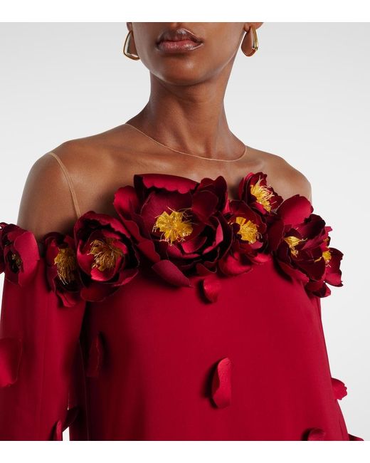 Oscar de la Renta Red Verzierte Robe