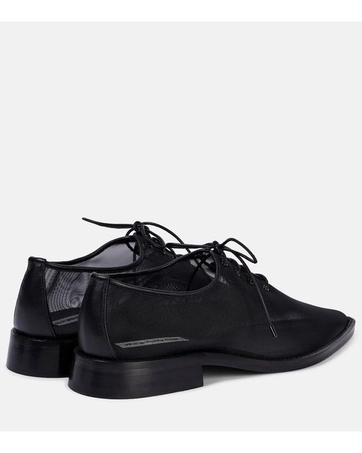 Victoria Beckham Black Leather-Trimmed Mesh Flats