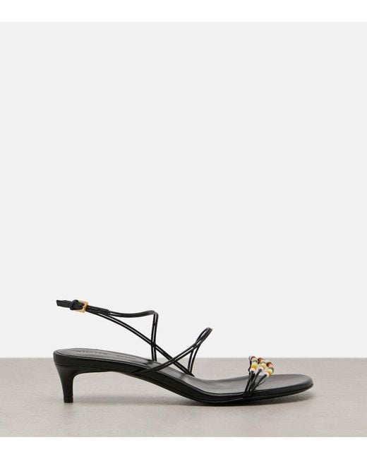 Khaite Black Loop 35 Beaded Leather Sandals