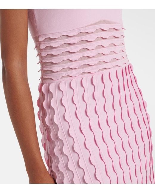 Jonathan Simkhai Pink Brionne Fringed Knitted Midi Dress