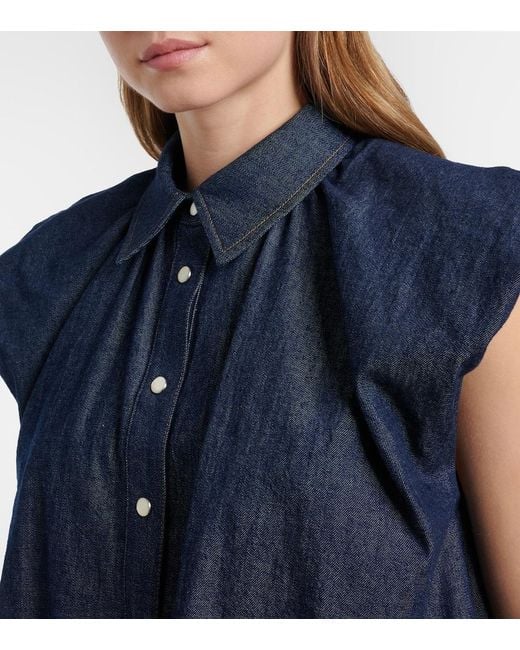 FRAME Blue Shell Denim Blouse