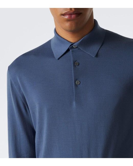 Zegna Blue Wool Polo Sweater for men