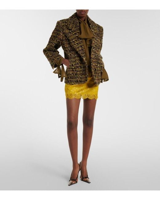 Saint Laurent Brown Wool-Blend Tweed Jacket